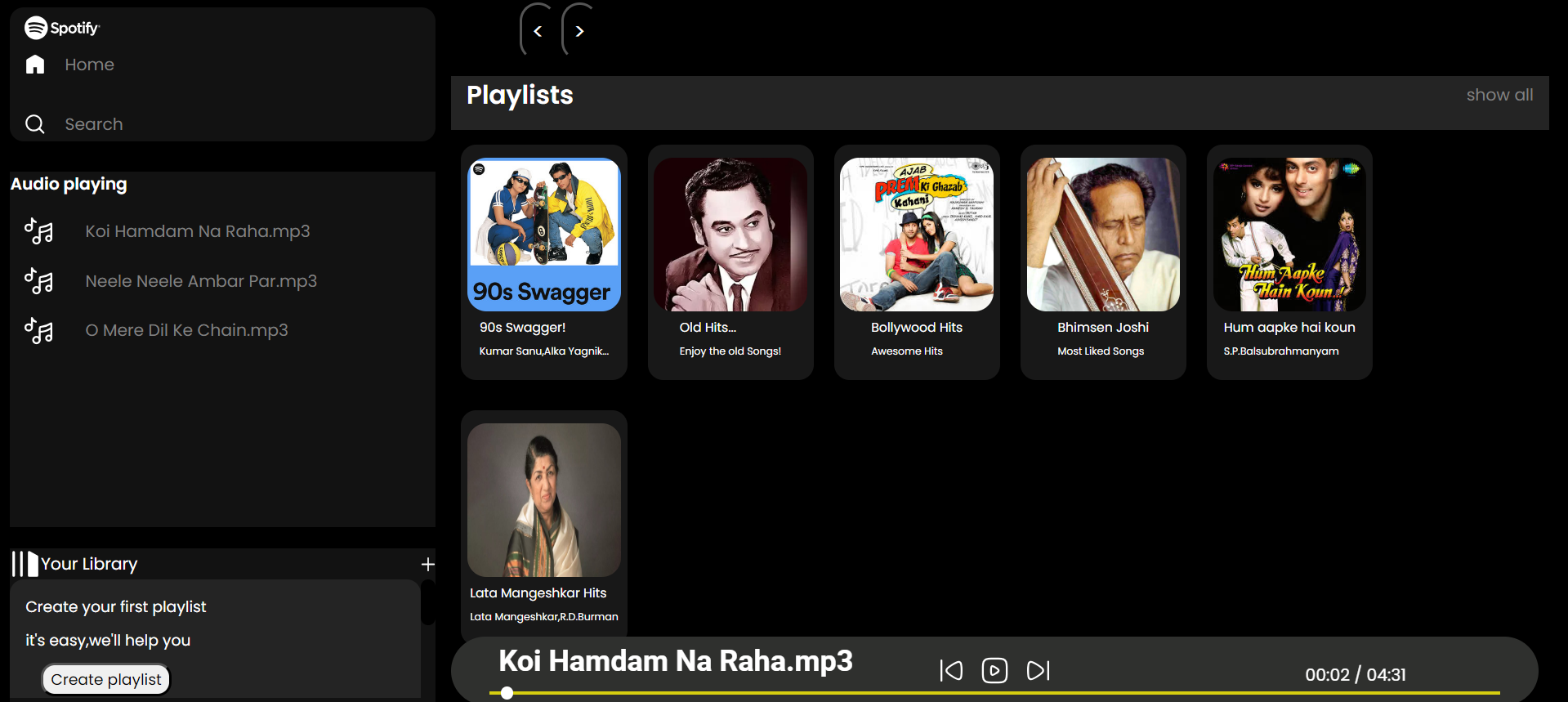 Spotify Clone Page Image